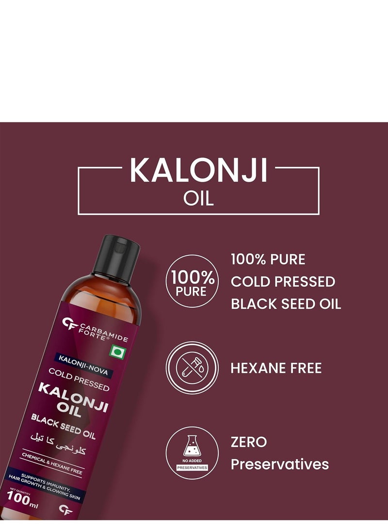 Carbamide Forte Cold Pressed Kalonji Oil for Hair Growth- Pure Black Seed Oil for Hair Growth & Skin - Virgin Grade Nigella Sativa - 100ml