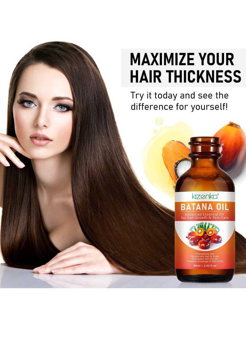 60ml Natural Batana Oil for Hair Care Hair Conditioner Oil for Thin Hair Repair Damaged Hair Nourishes Thin Hair Scalp Skin and Loss Hair Growth Fit for All Hair Types Raw Batana Hair Oil