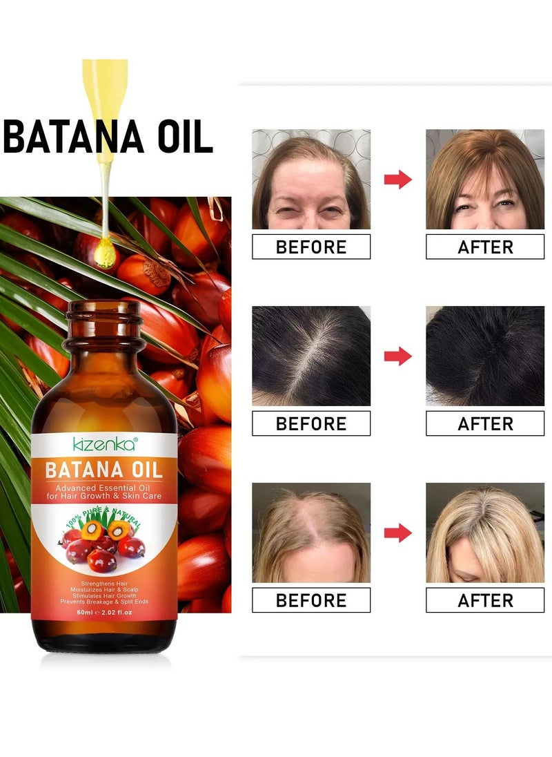 60ml Natural Batana Oil for Hair Care Hair Conditioner Oil for Thin Hair Repair Damaged Hair Nourishes Thin Hair Scalp Skin and Loss Hair Growth Fit for All Hair Types Raw Batana Hair Oil