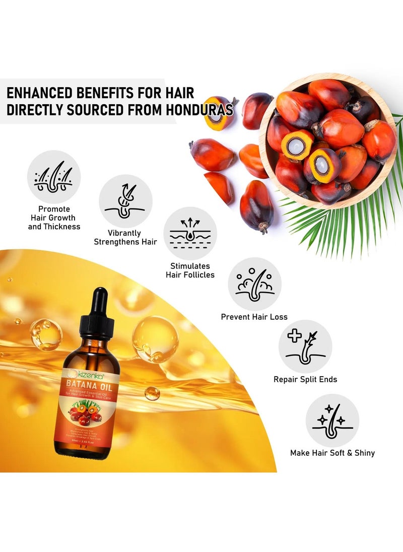 60ml Natural Batana Oil for Hair Care Hair Conditioner Oil for Thin Hair Repair Damaged Hair Nourishes Thin Hair Scalp Skin and Loss Hair Growth Fit for All Hair Types Raw Batana Hair Oil