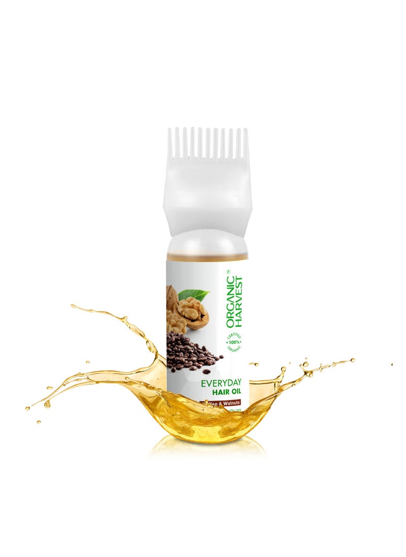 Organic Harvest Everyday Hair Oil, Infused with Coffee & Walnut, Improves Hair Growth, 100% American Certified Organic, Paraben and Sulphate Free - 150ml