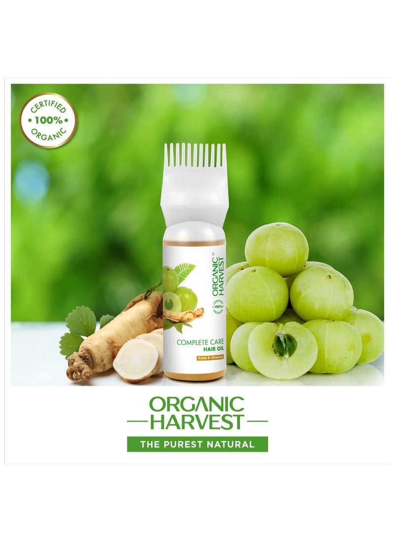 Organic Harvest Complete Care Hair Oil: Amla & Ginseng | For Dry, Frizzy Hair | Pure Amla Oil For Hair Care | 100% American Certified Organic | Sulphate and Paraben-free - 150ml