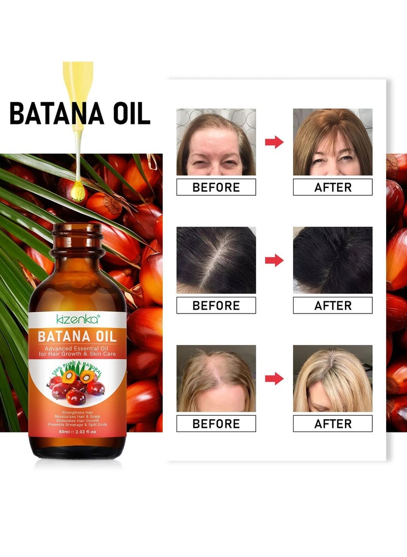 60ml Natural Batana Oil for Hair Care Hair Conditioner Oil for Thin Hair Repair Damaged Hair Nourishes Thin Hair Scalp Skin and Loss Hair Growth Fit for All Hair Types Raw Batana Hair Oil