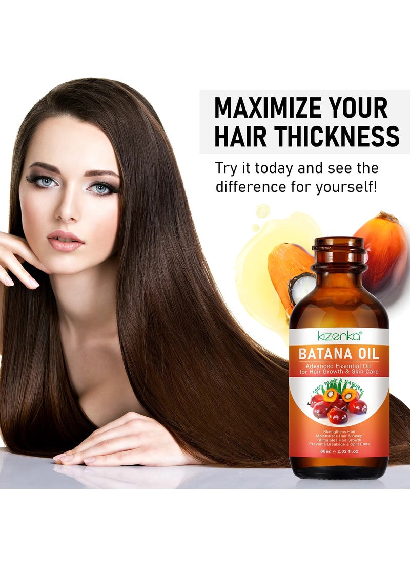 60ml Natural Batana Oil for Hair Care Hair Conditioner Oil for Thin Hair Repair Damaged Hair Nourishes Thin Hair Scalp Skin and Loss Hair Growth Fit for All Hair Types Raw Batana Hair Oil