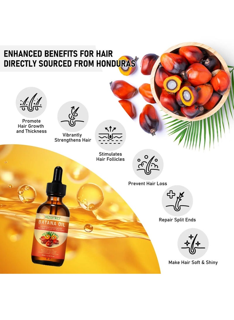 60ml Natural Batana Oil for Hair Care Hair Conditioner Oil for Thin Hair Repair Damaged Hair Nourishes Thin Hair Scalp Skin and Loss Hair Growth Fit for All Hair Types Raw Batana Hair Oil