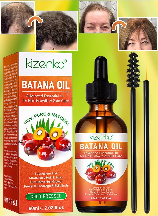 60ml Natural Batana Oil for Hair Care Hair Conditioner Oil for Thin Hair Repair Damaged Hair Nourishes Thin Hair Scalp Skin and Loss Hair Growth Fit for All Hair Types Raw Batana Hair Oil