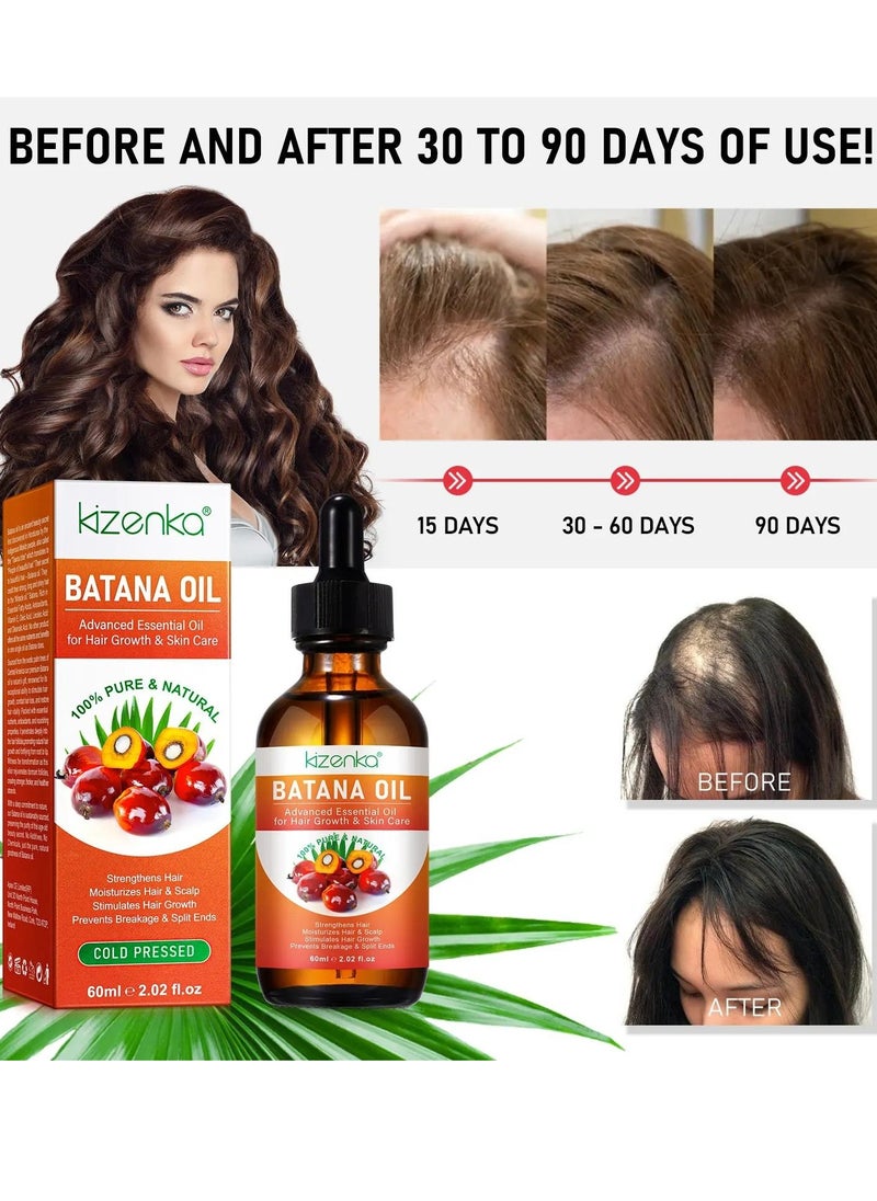 60ml Natural Batana Oil for Hair Care Hair Conditioner Oil for Thin Hair Repair Damaged Hair Nourishes Thin Hair Scalp Skin and Loss Hair Growth Fit for All Hair Types Raw Batana Hair Oil