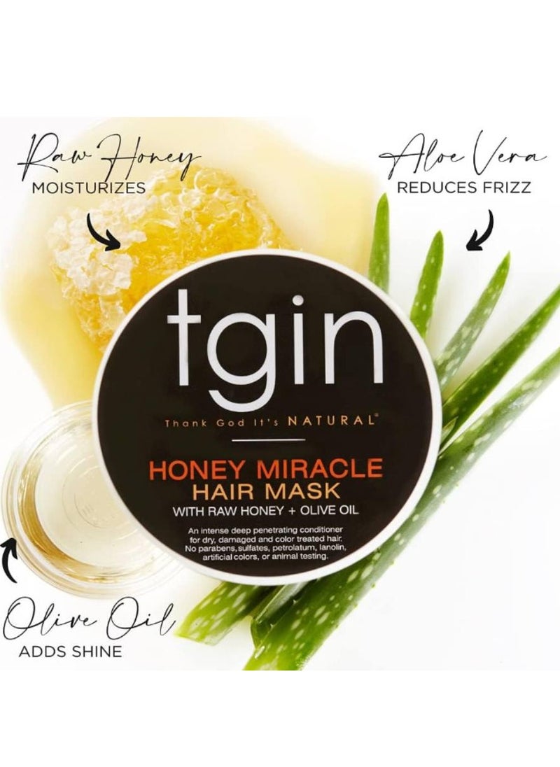 Thank God It's Natural tgin Honey Miracle Hair Mask Deep Conditioner with Raw & Olive Oil 12 oz