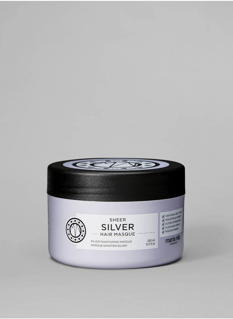 Sheer Silver Hair Mask 250 ml Neutralizes Golden Shades Violet Pigments Gives Cool Tone 100 Vegan and Sulfate Paraben free