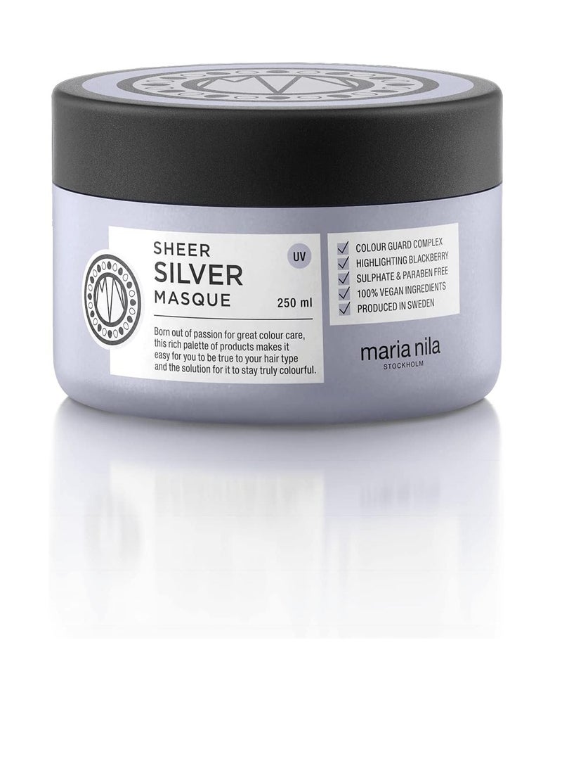 Sheer Silver Hair Mask 250 ml Neutralizes Golden Shades Violet Pigments Gives Cool Tone 100 Vegan and Sulfate Paraben free