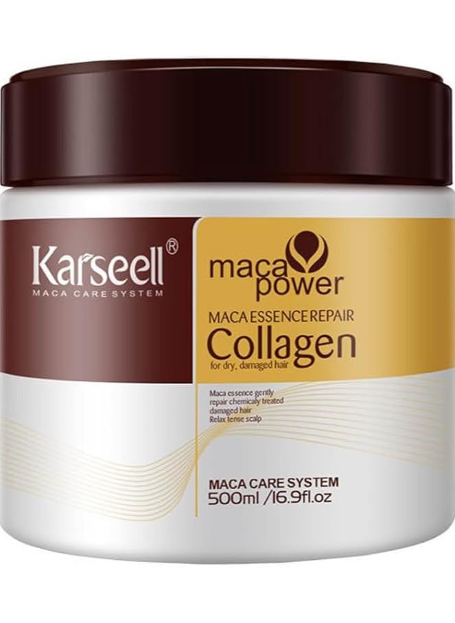 Karseell Collagen Hair Treatment Deep Repair Conditioning Argan Oil Collagen Hair Mask Essence for Dry Damaged Hair All Hair Types 500ml