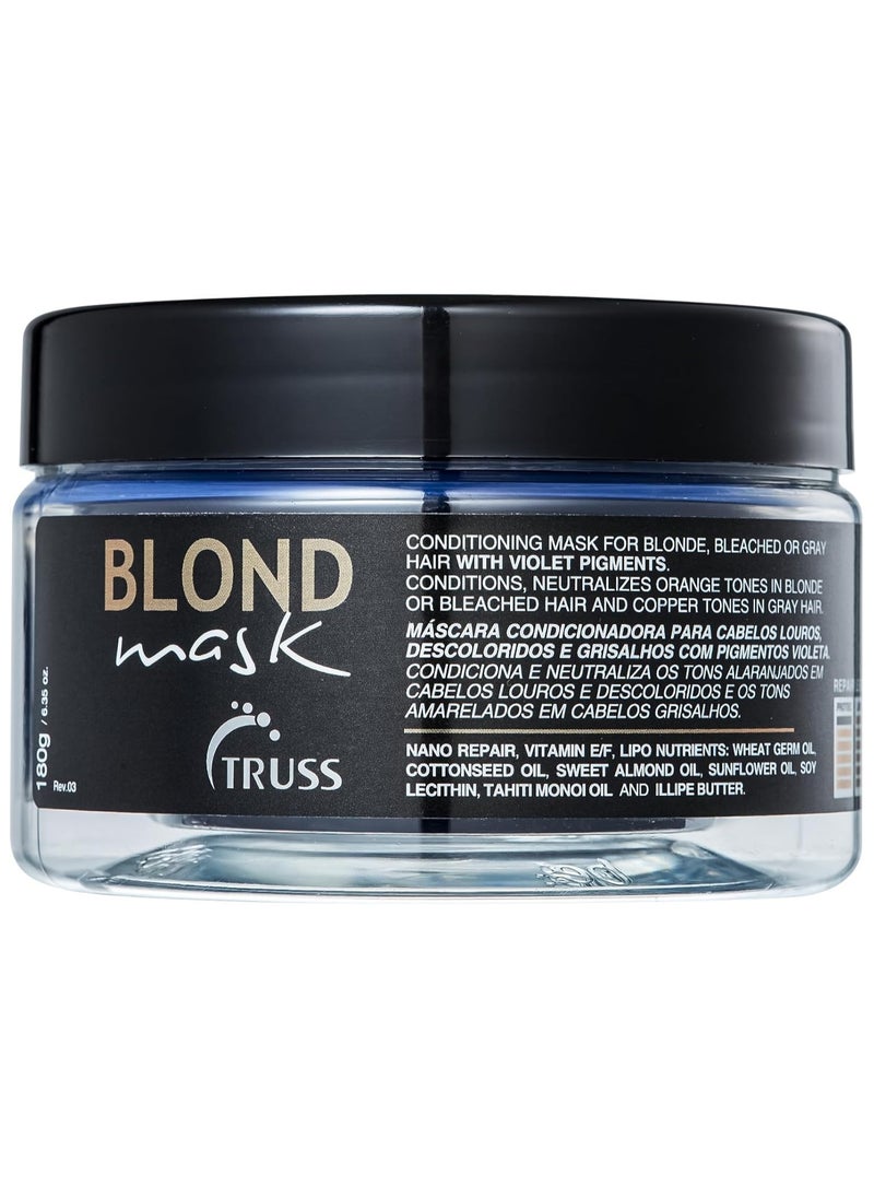 Truss Blond Mask - Hair Mask Treatment for Blonde, Bleached and Gray Hair - Violet Pigments Neutralizes Unwanted Orange Tones and Brassiness - Hydrating Mask for Dry Damaged Hair