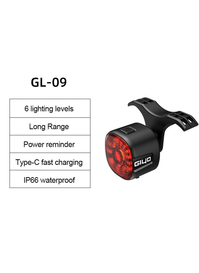 Bicycle Smart Brake, Waterproof Smart Brake Sensing Tail Light, Strong And Durable Rechargeable Led Rear Lamp, High Brightness Weather Resistant Bike Light For Night, (GL 09)