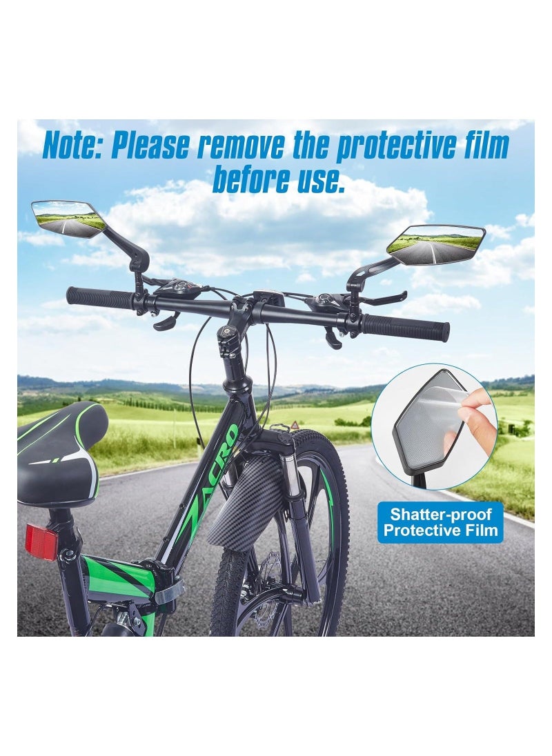 1 Pair Bike Handlebar Rearview Mirror, Automotive Grade Glass Lens, HD 360 Wide Angle Degree Adjustable Mountain Bike Scooter Rearview Mirror, Scratch Resistant, Safe Bicycle Rearview Mirrors