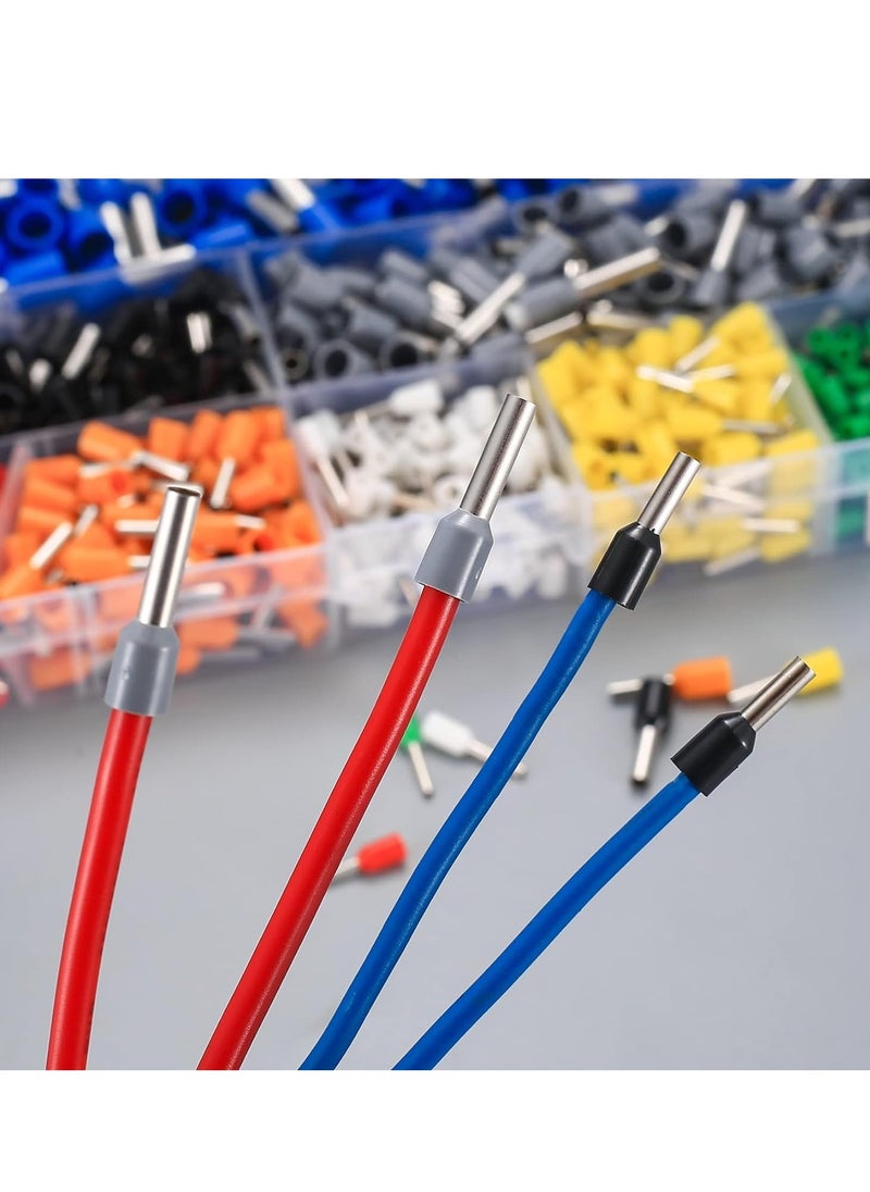 800 Pcs Wire Ferrule Connectors Kit, AWG 22-10 Wire Ferrules Terminals Connectors Kit, Copper Nylon Insulated Cord Pin Ends Crimp Ferrules Connectors Terminals for Electric, Industrial