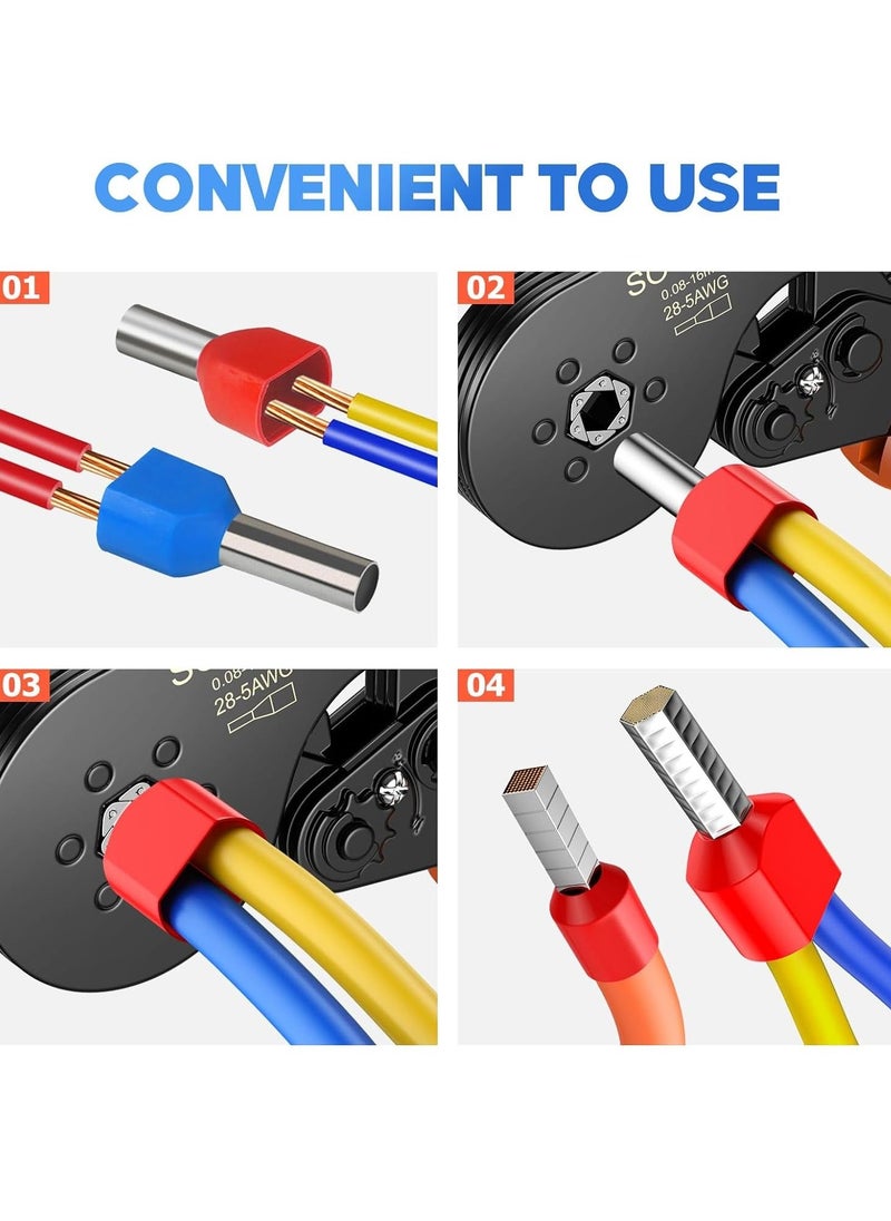 1200pcs Wire Ferrules Terminals Kit, 900 Single Terminal Connector and 300 Double Wire Terminals Insulated & Non-insulated Wire Ferrules Connectors for Electric, Industrial etc.