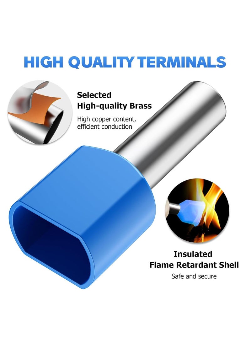 1200pcs Wire Ferrules Terminals Kit, 900 Single Terminal Connector and 300 Double Wire Terminals Insulated & Non-insulated Wire Ferrules Connectors for Electric, Industrial etc.