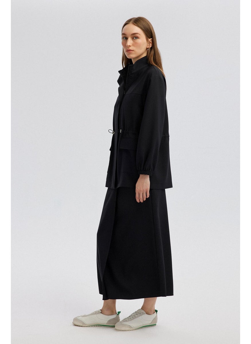 Stand Collar Crepe Jacket