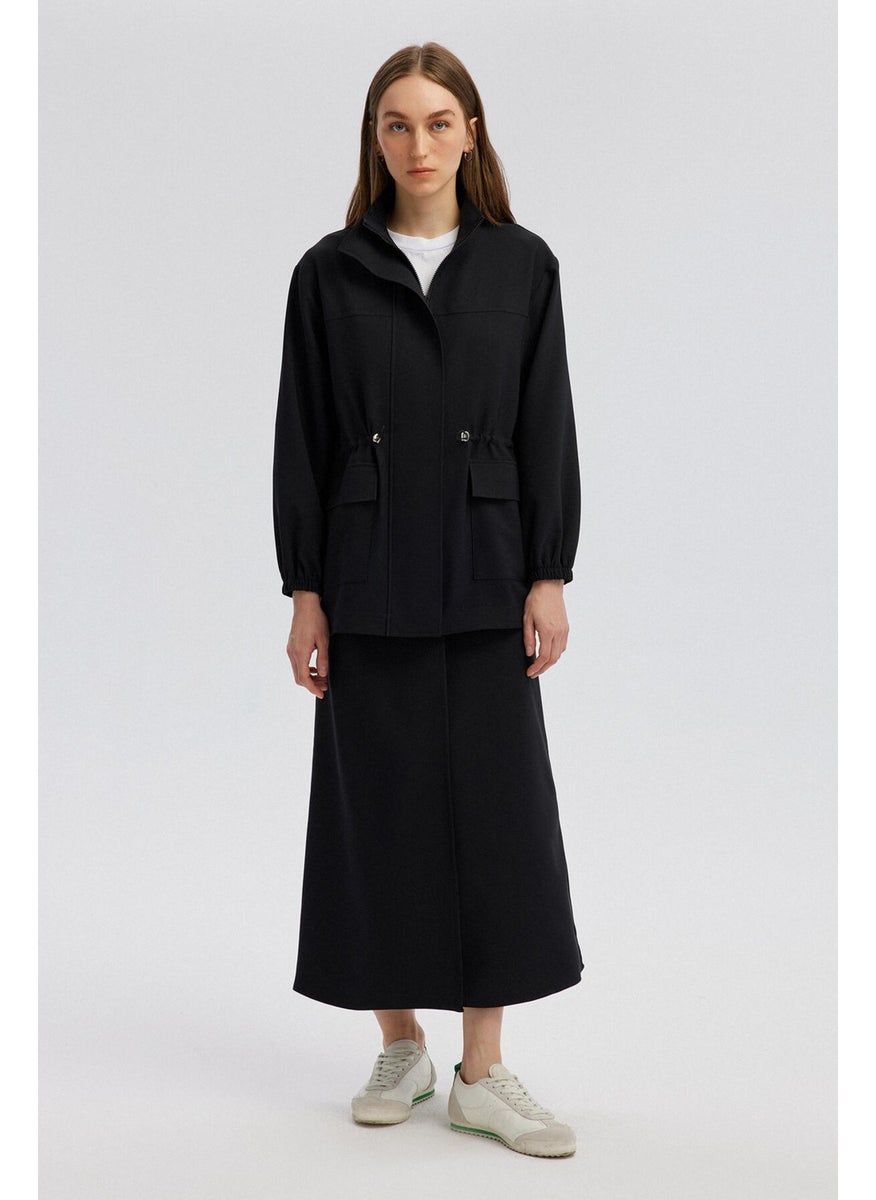 Stand Collar Crepe Jacket