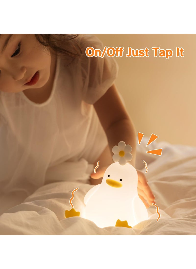 Cute Duck Night Lights for Kids Toddler, Ambient Nursery Nightlight, Soothing Lamp for Baby Room/Bedroom/Bedside, Rechargeable Battery,30 Min Timer