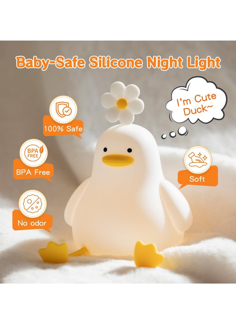 Cute Duck Night Lights for Kids Toddler, Ambient Nursery Nightlight, Soothing Lamp for Baby Room/Bedroom/Bedside, Rechargeable Battery,30 Min Timer