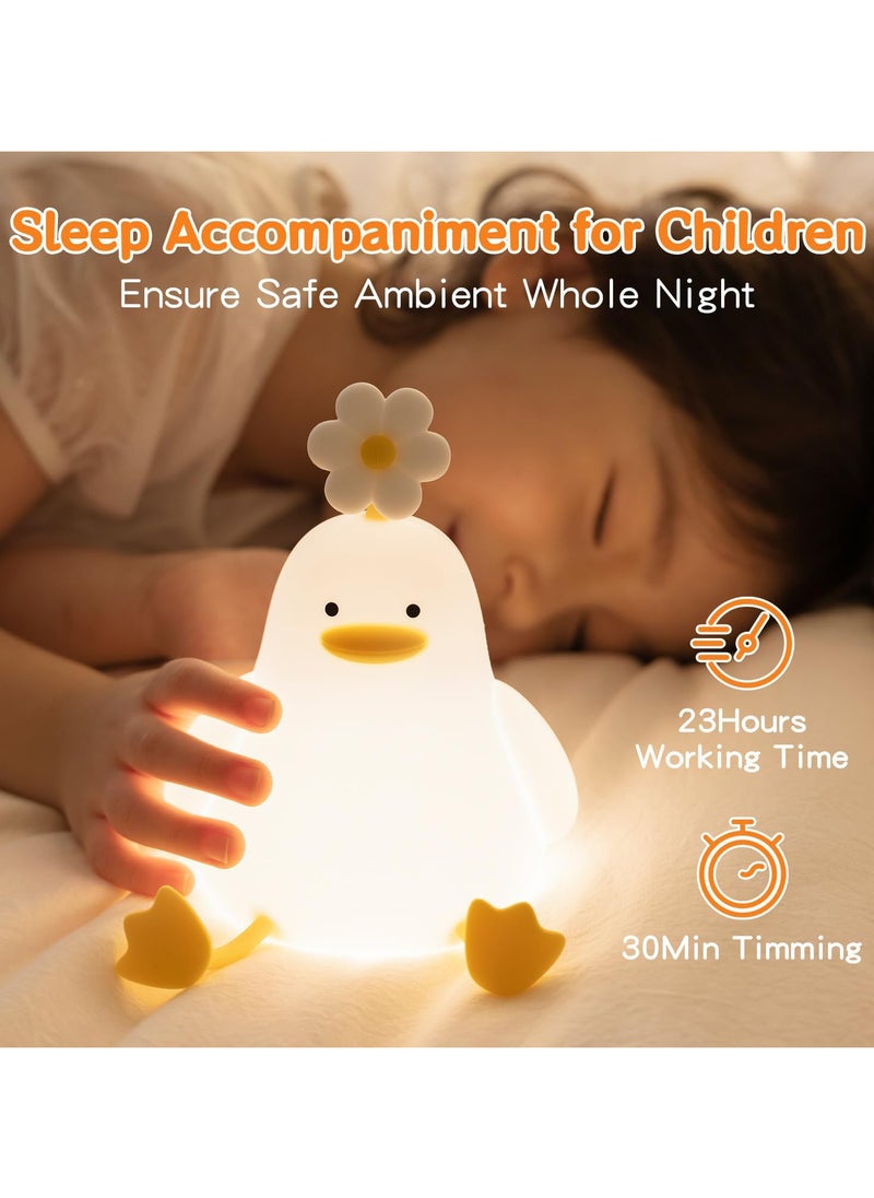 Cute Duck Night Lights for Kids Toddler, Ambient Nursery Nightlight, Soothing Lamp for Baby Room/Bedroom/Bedside, Rechargeable Battery,30 Min Timer