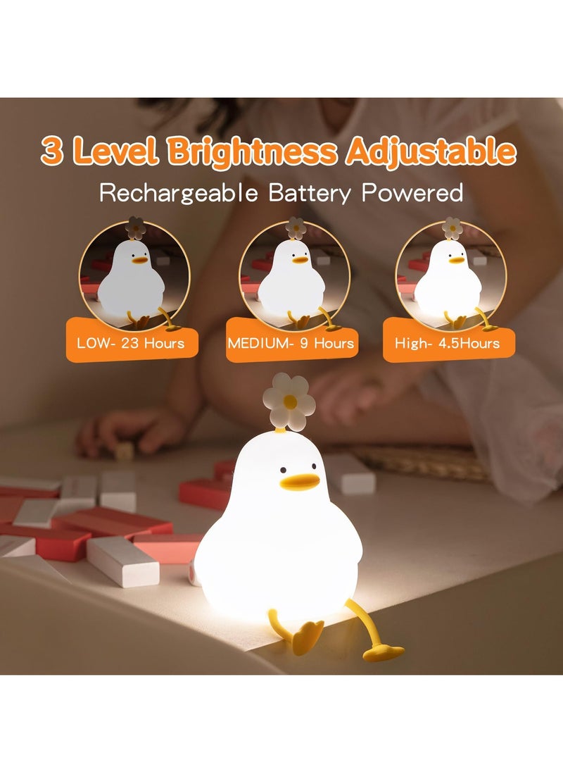 Cute Duck Night Lights for Kids Toddler, Ambient Nursery Nightlight, Soothing Lamp for Baby Room/Bedroom/Bedside, Rechargeable Battery,30 Min Timer