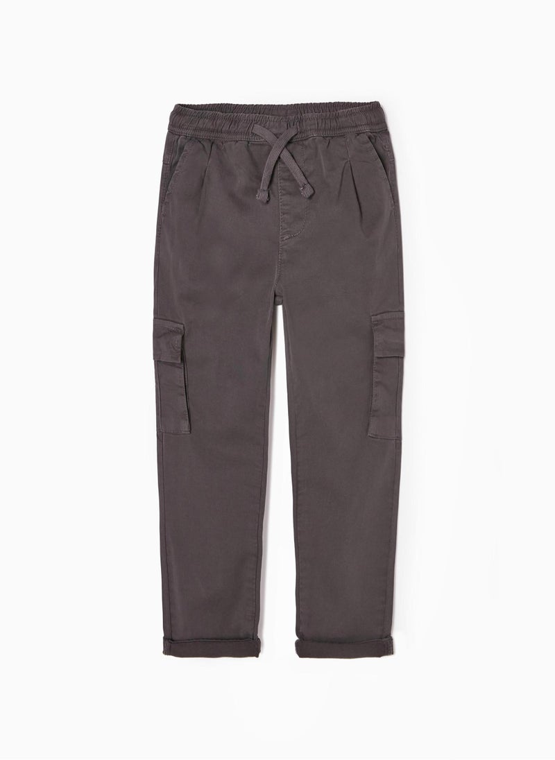 Cargo Trousers in Cotton for Boys, Dark Grey