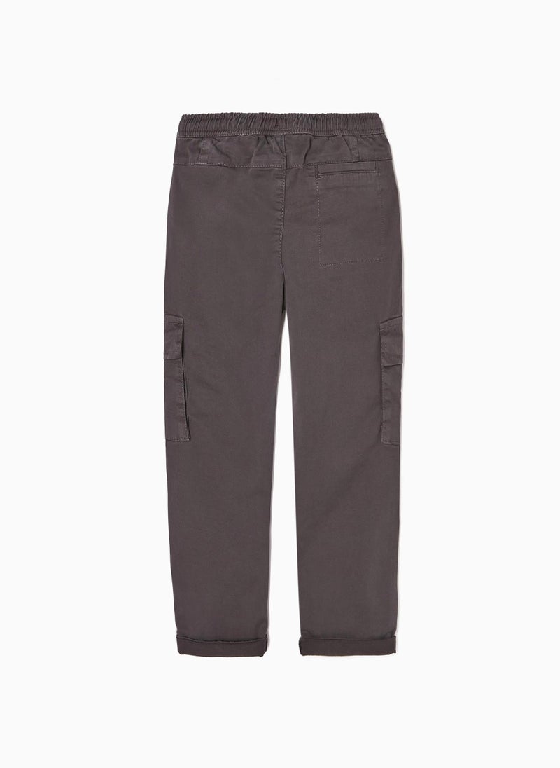 Cargo Trousers in Cotton for Boys, Dark Grey