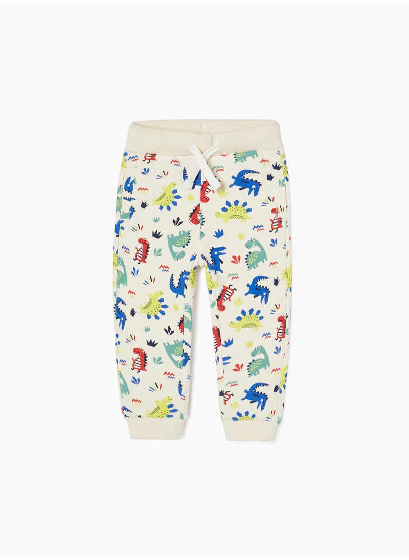 Cotton Joggers for Baby Boys 'Dinosaurs', Beige