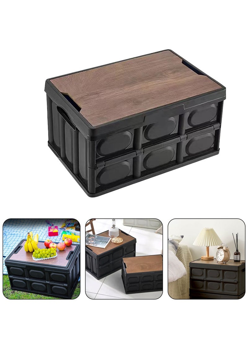 Folding Storage Box with Lid, Plastic Storage Cabinet, Outdoor Multifunctional Storage Box , Stackable Storage Box for Car Trunk Home Garage Outdoor Organiser 58L, 52*32*29cm