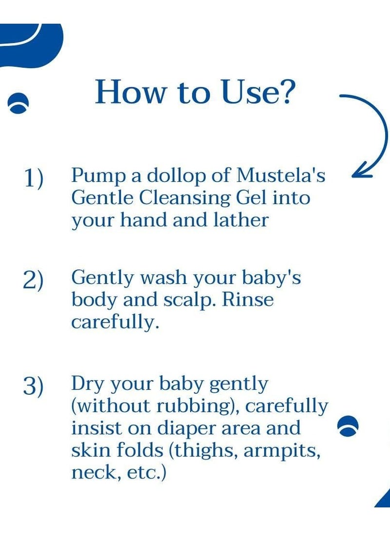 Mustela Baby Gentle Cleansing Gel - Baby Hair & Body Wash - with Natural Avocado fortified with Vitamin B5 - Biodegradable Formula & Tear-Free - 500ml