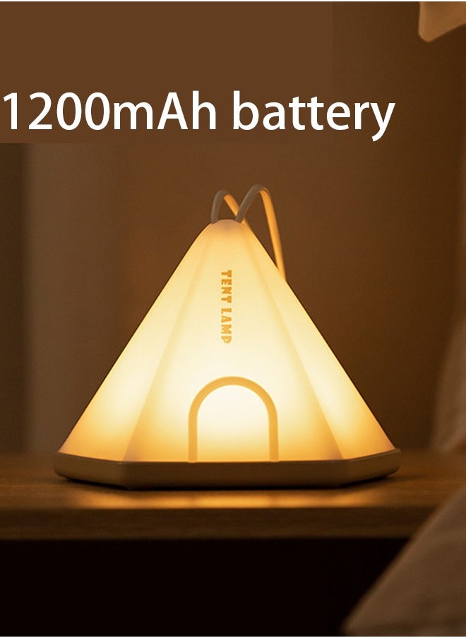 Tent night light, bedroom charging atmosphere light, simple bedside lamp, outdoor camping portable atmosphere night light, yellow