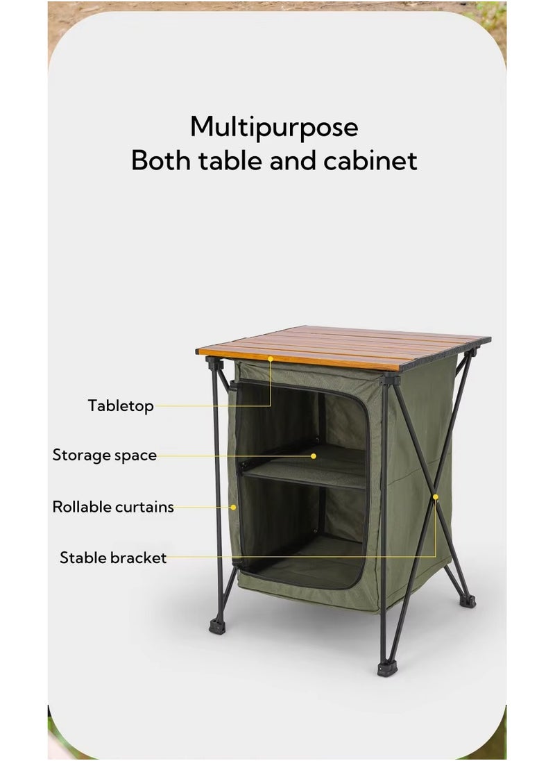 Outdoor Camping Cabinet, Cupboard Kitchen Station for Party Picnics - Folding Cooking Table with Storage Organiser