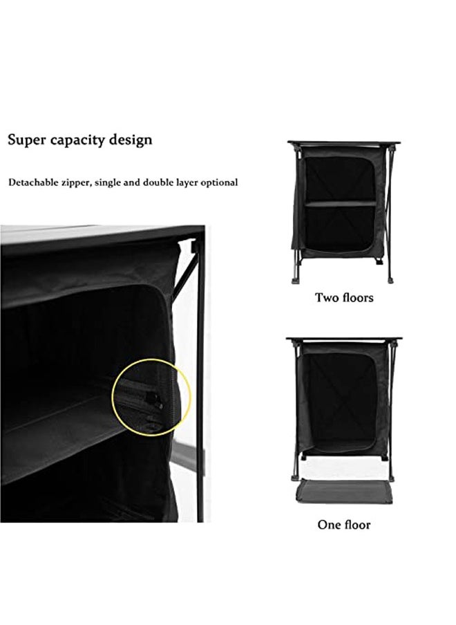 Outdoor Folding Storage Table, Portable Camping Tool Food Storage Box, Item Storage Cabinet in Tent, Picnic Garden Barbecue Tableware Storage Rack