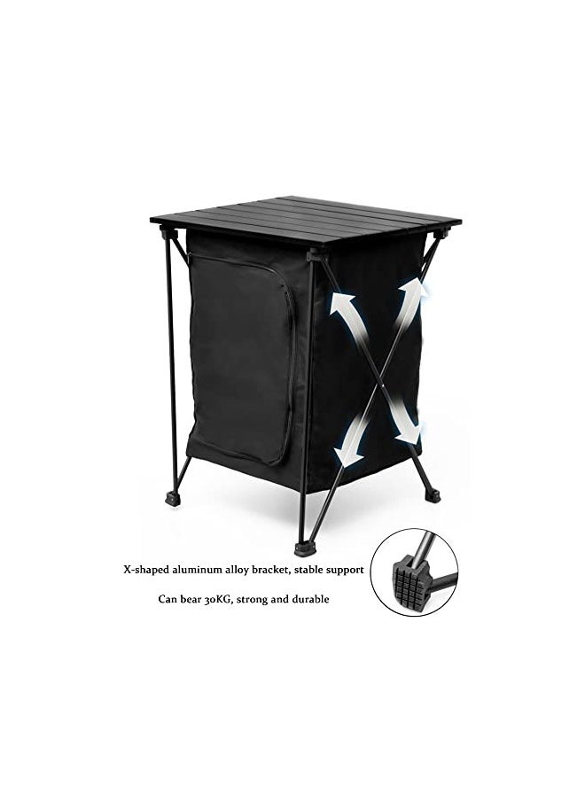 Outdoor Folding Storage Table, Portable Camping Tool Food Storage Box, Item Storage Cabinet in Tent, Picnic Garden Barbecue Tableware Storage Rack