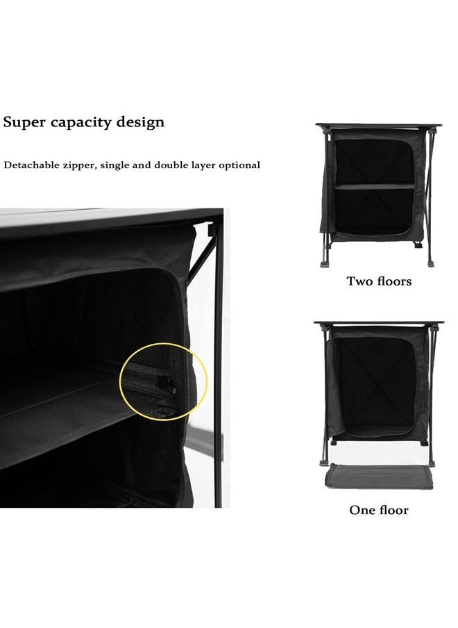 Outdoor Folding Storage Table, Portable Camping Tool Food Storage Box, Item Storage Cabinet in Tent, Picnic Garden Barbecue Tableware Storage Rack