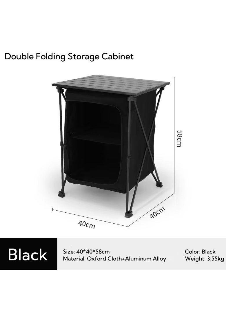 Outdoor Camping Cabinet, Cupboard Kitchen Station for Party Picnics - Folding Cooking Table with Storage Organiser