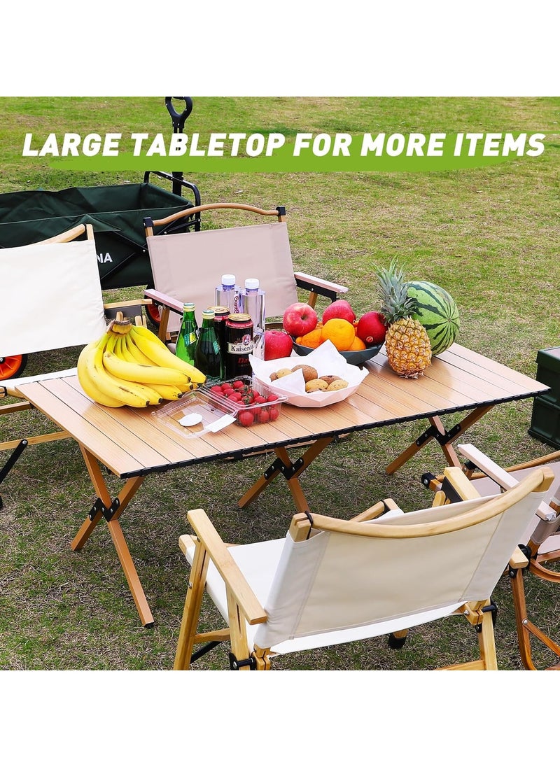 Folding Camping Table, Lightweight Roll-Up Table Aluminum Low Portable Picnic Table with Easy Carrying Bag for Outdoor, Beach, Picnic, Backyards, BBQ and 47.3