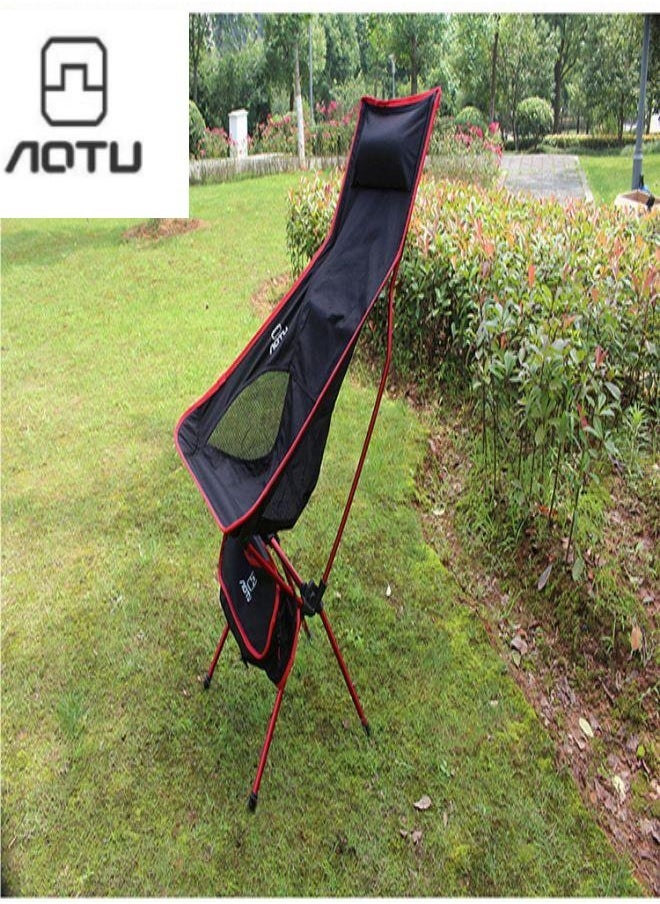 Outdoor Folding Reclining Chair - Lightweight Aluminum Alloy with Backrest, Adjustable Headrest, and Mud-Resistant Foot Caps - Perfect for Camping, Fishing, and Relaxation - Supports Up to 300 lbs