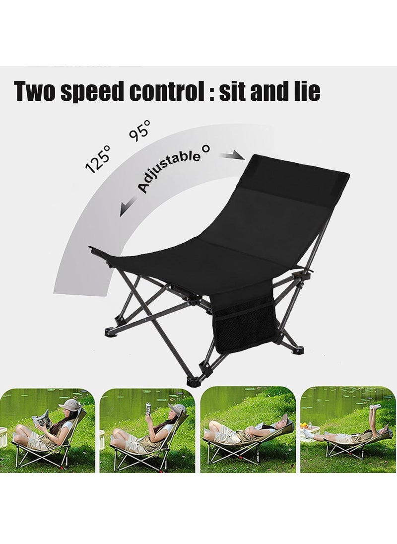 Folding Camping Chairs For Outside Poratable Beach Chair Folding Moon Chair Adjustable Backrest Hiking Picnic Fit For Seat Camping Outdoor Lounge Chair