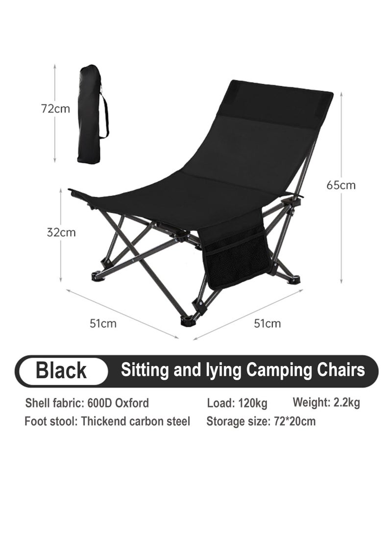 Folding Camping Chairs For Outside Poratable Beach Chair Folding Moon Chair Adjustable Backrest Hiking Picnic Fit For Seat Camping Outdoor Lounge Chair