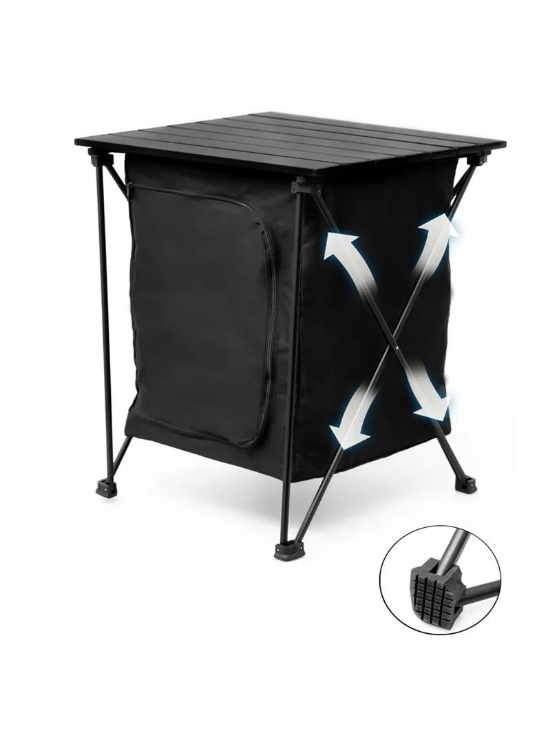 Outdoor Camping Cabinet, Cupboard Kitchen Station for Party Picnics - Folding Cooking Table with Storage Organiser