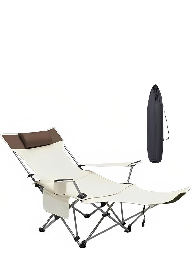 Camping Chair with Foot Rest, Headrest & Cup Holders & Storage Bag, Portable Adjustable Folding Chairs for Camping Fishing and Other Outdoor Activities