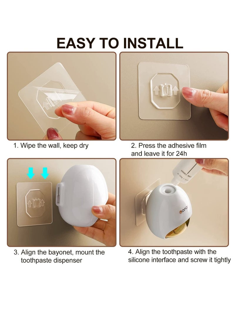 Toothpaste Dispenser Wall Mount for Kids and Adults Automatic Toothpaste Squeezer Kit with Dustproof Cover for Bathroom Toothpaste Holder