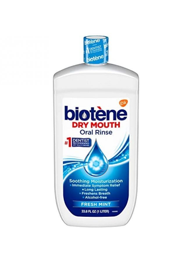 Biotene Oral Rinse Mouthwash for Dry Mouth, Breath Freshener and Dry Mouth Treatment, Fresh Mint - 33.8 fl oz