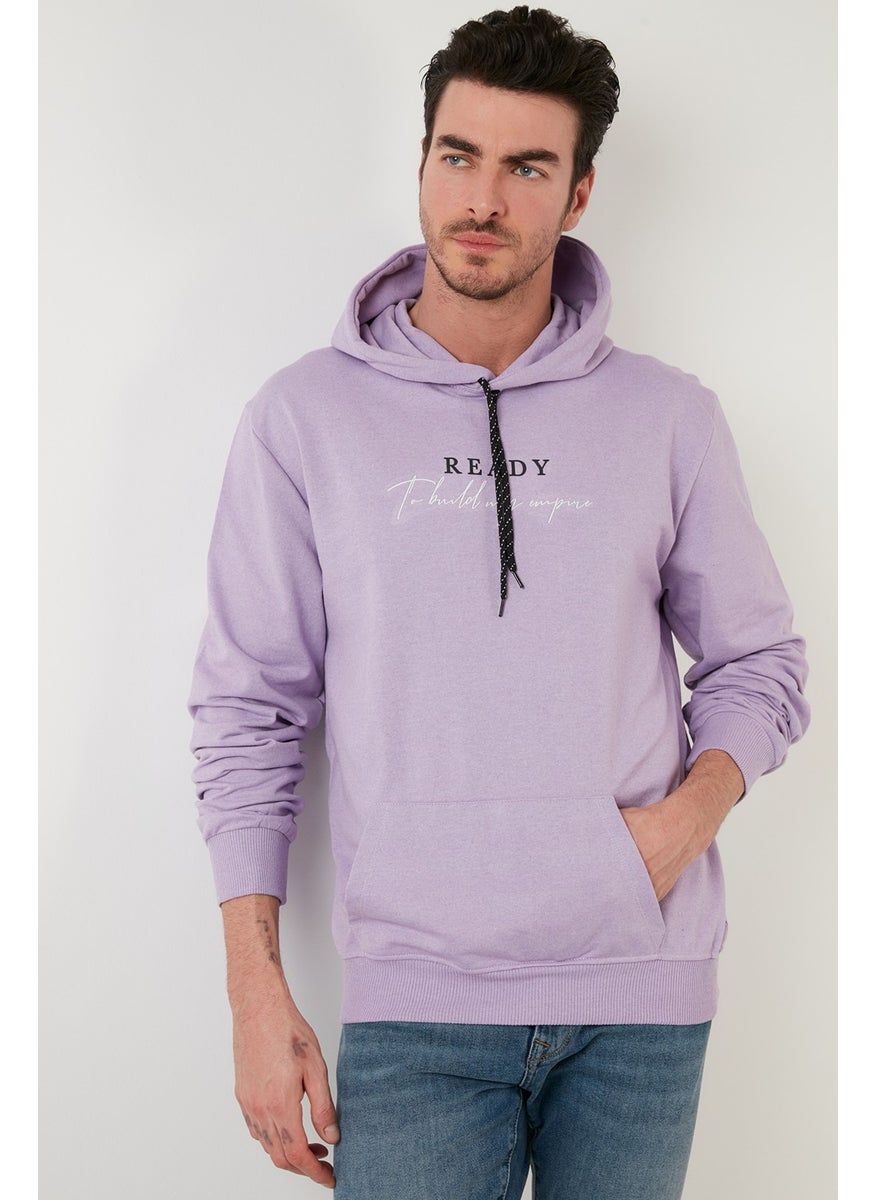 Slim Fit Printed Hooded Kangaroo Pocket Cotton Sweat Men's Sweat 5414020