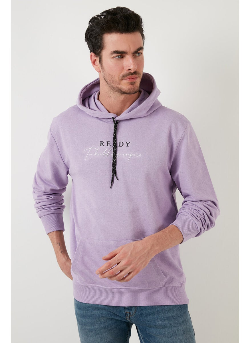 Slim Fit Printed Hooded Kangaroo Pocket Cotton Sweat Men's Sweat 5414020