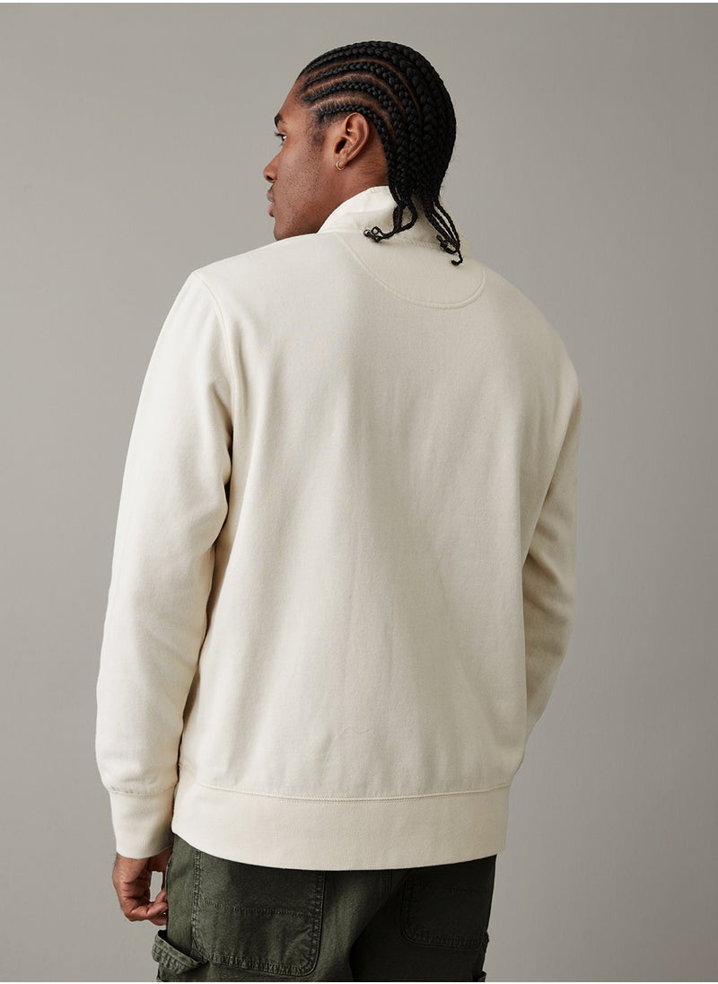 Quarter-Snap Mockneck Pullover Sweatshirt