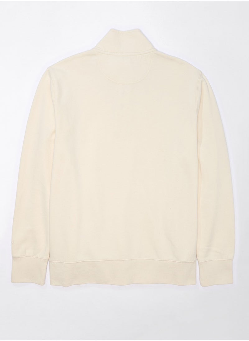 Quarter-Snap Mockneck Pullover Sweatshirt